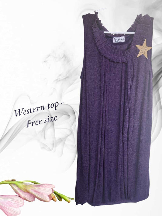 Solid Purple Casual Top with Ruffle Detail