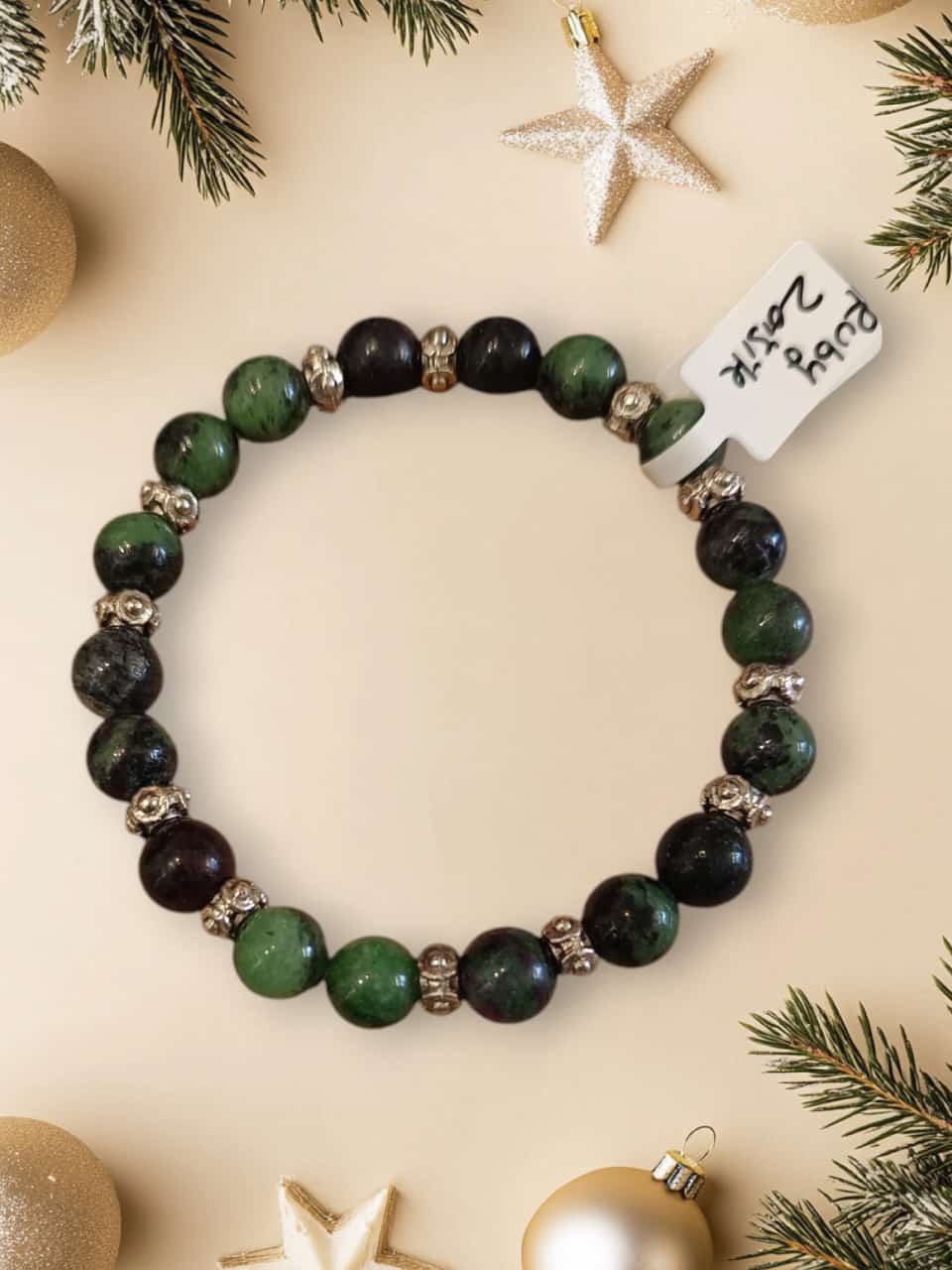 Ruby Zoisite Gemstone Stretch Bracelet