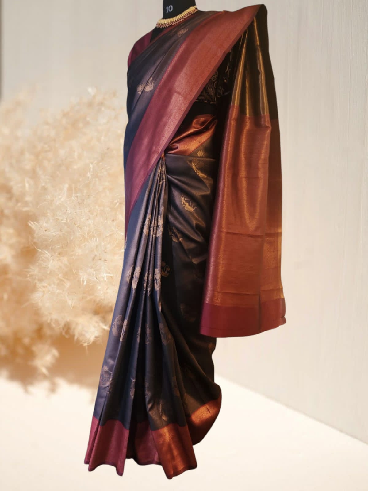 Heritage Grace Soft Silk Saree – Traditional Elegance in Deep Hues
