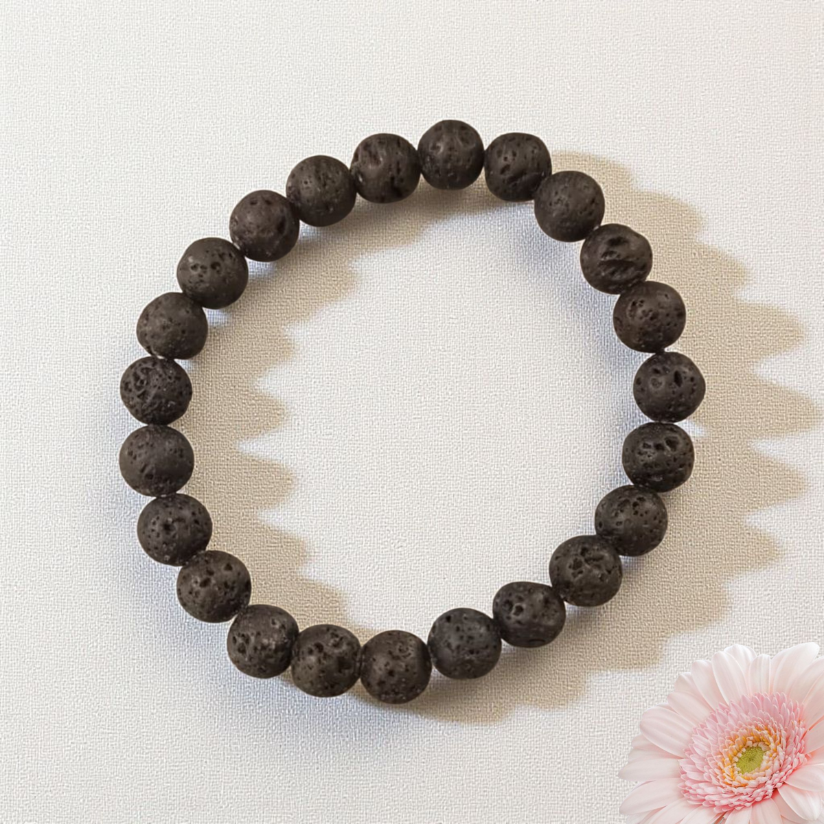 Lava Gemstone Stretch Bracelet for Emotional Balance