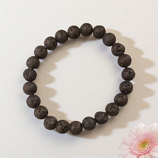 Lava Gemstone Stretch Bracelet for Emotional Balance