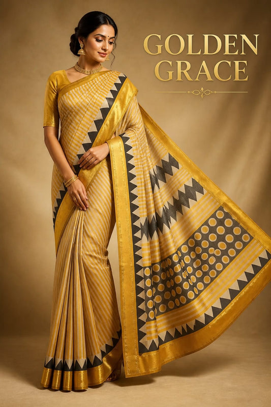 Semi Silk with Printed Cotton Saree