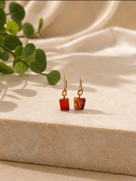 Premium Carnelian Gemstone Drop Earrings