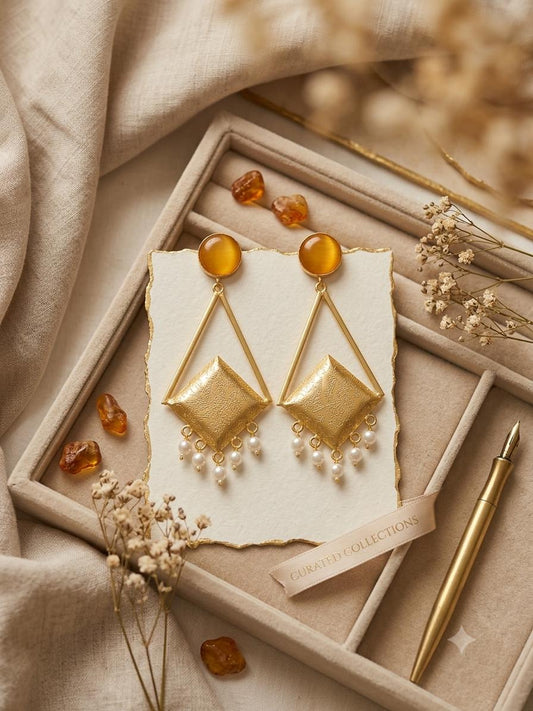 Amrapalli Style Designer Earrings - Dark Yellow