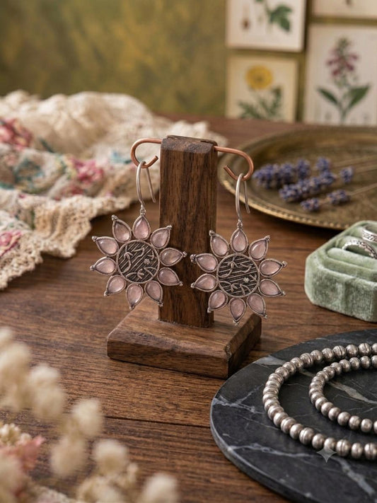 Blush Pink Floral Dangle Earrings