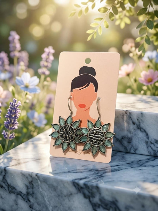 Vintage-Inspired Green Bohemian Drop Earrings
