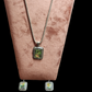 Chain Necklace with Rectangle Shaped Resin Pendant and Earrings