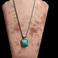 Chain Necklace with Square Shaped Turquoise Pendant and Earrings