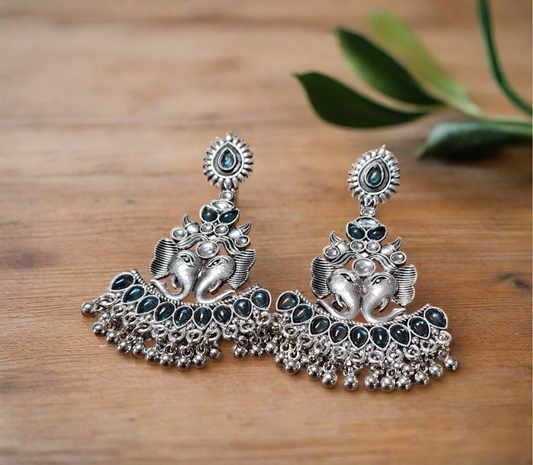 Boho Blossom - Oxidized Silver Statement Earrings