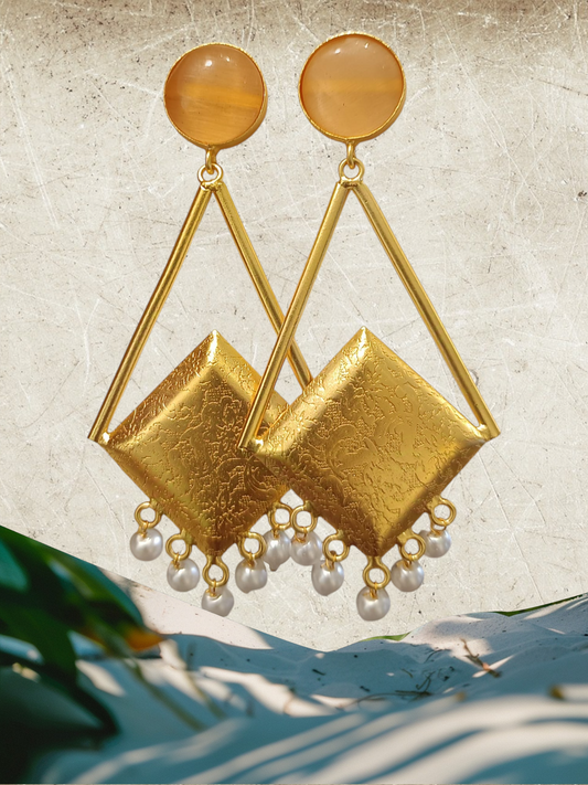 Amrapalli Style Designer Earrings - Light Yellow