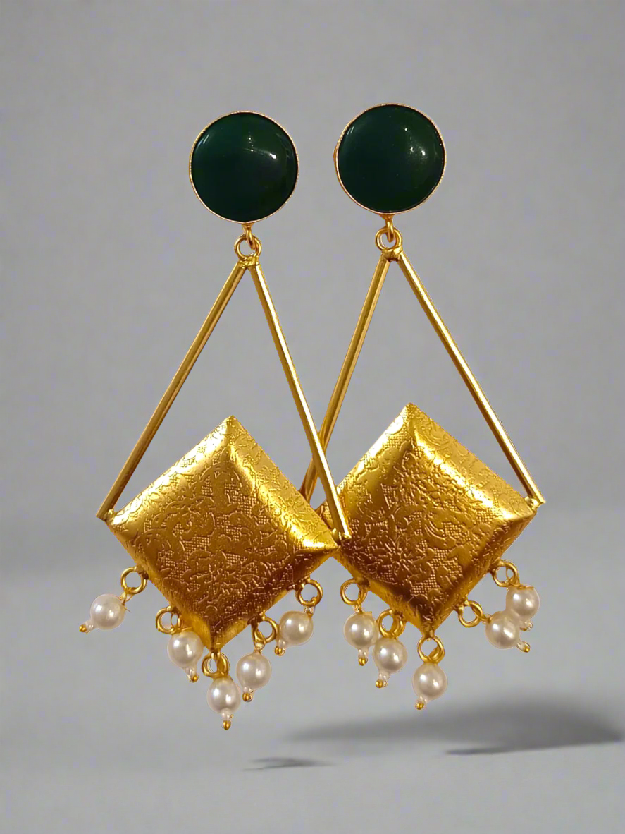 Amrapalli Style Designer Earrings - Dark Green