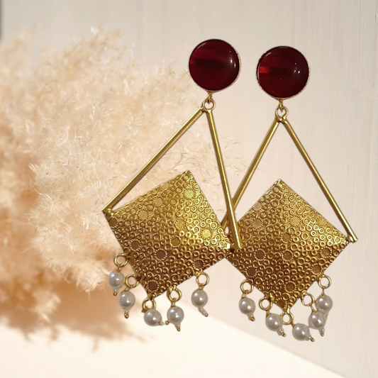 Amrapalli Style Designer Earrings - Red