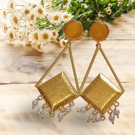 Amrapalli Style Designer Earrings - Dark Yellow