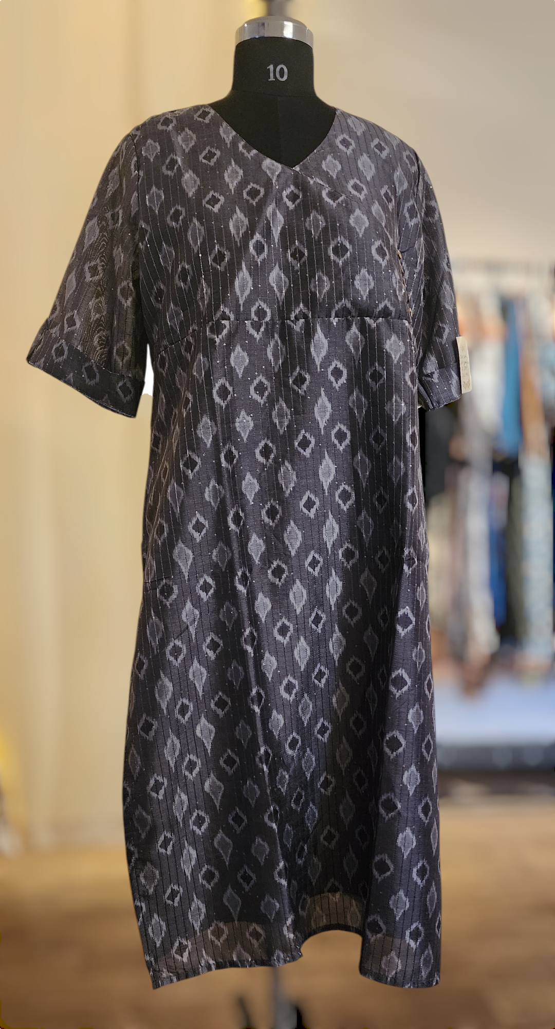 Grey Kurti With Geometrical Design