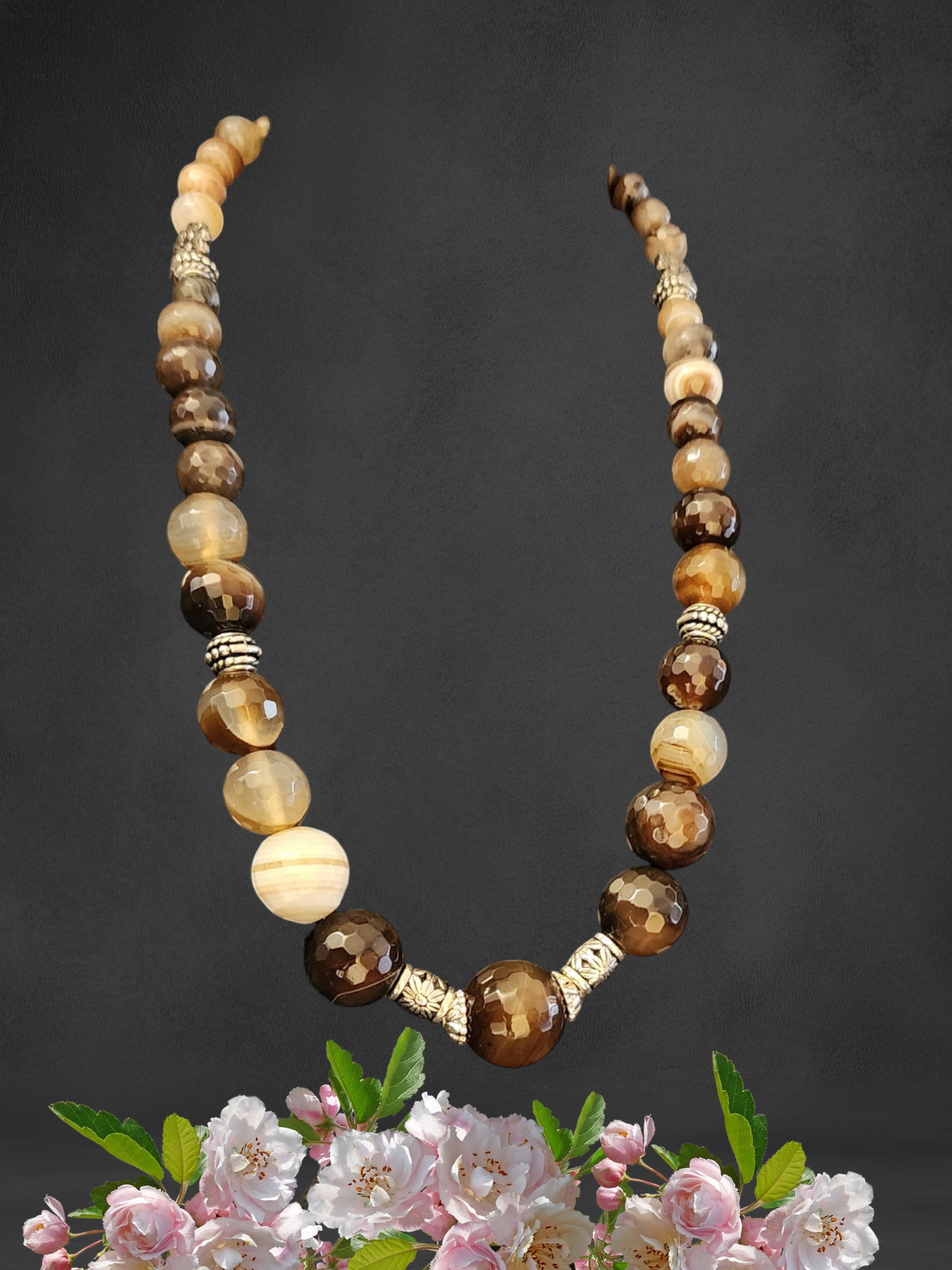 Handcrafted Agate Stone Necklace in Earthy Tones