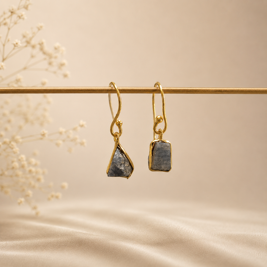 Labradorite Raw Gemstone Drop Earrings